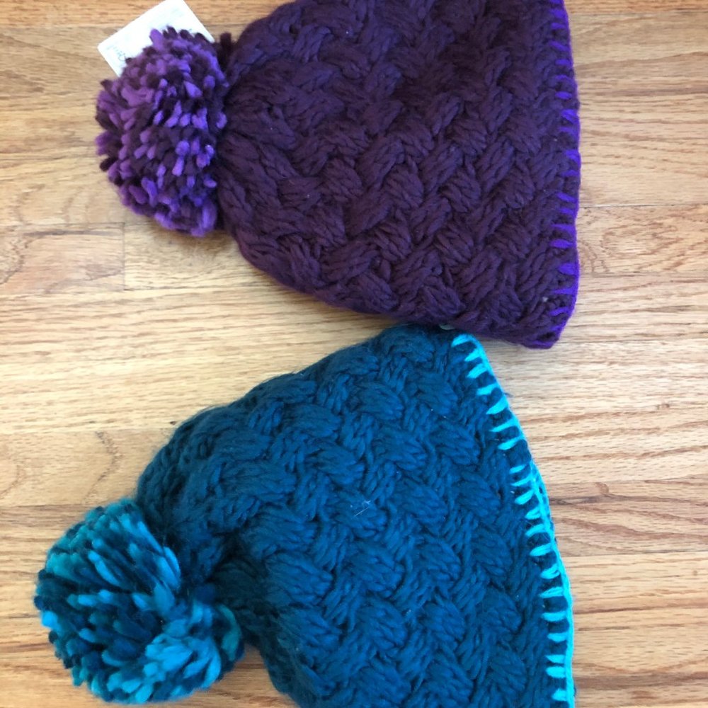 2 for 1 MARMOT Brand Kids Fuzzy Wool Knit Beanies